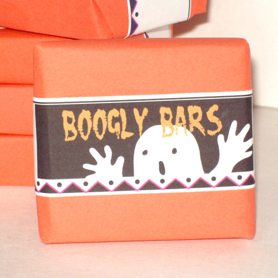 Six Natural Soap Halloween Boogly Bars Soap Favor Assortments 2.5 Oz Ghost Bars