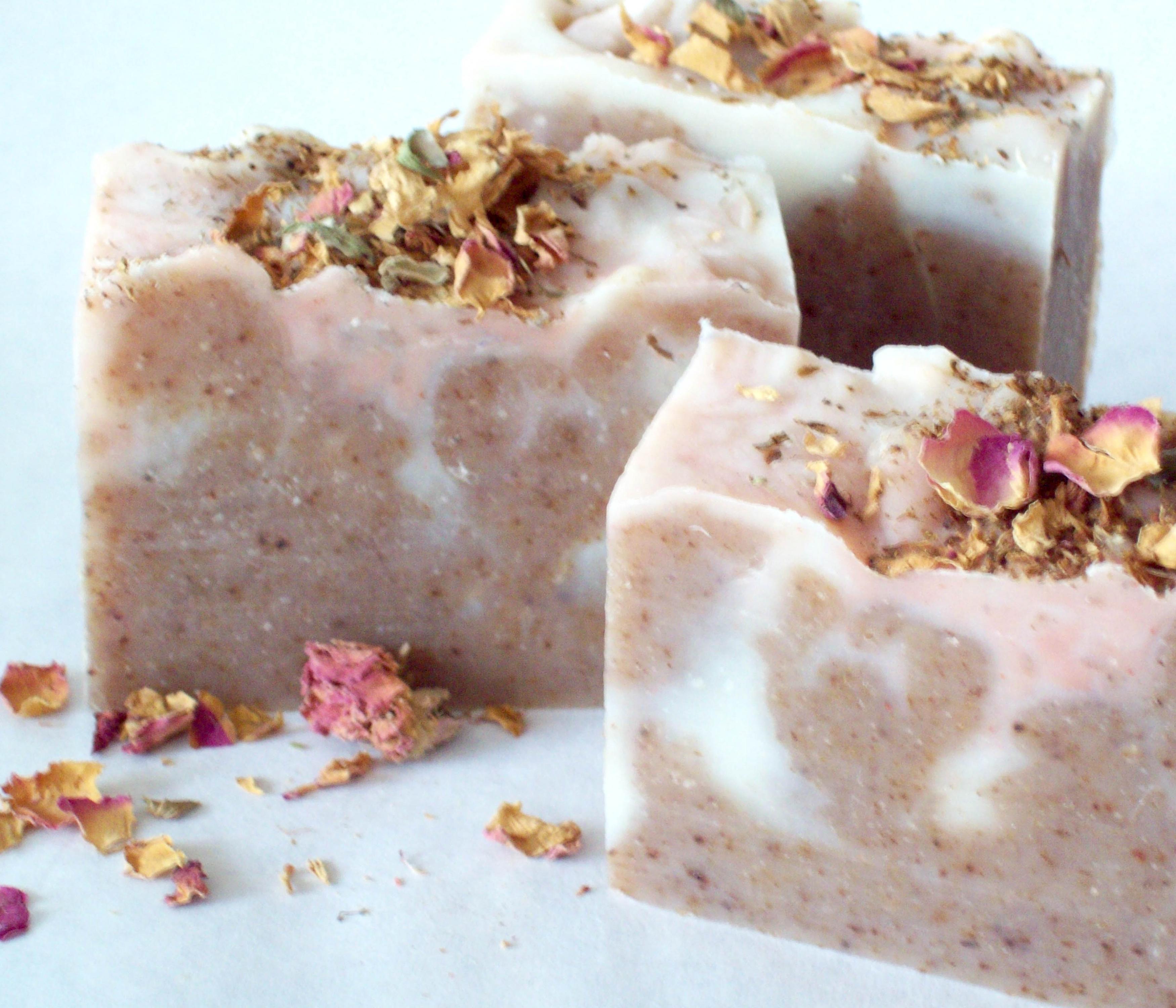 Hibiscus Rose Shea Butter Soap With Cocoa Butter And Rose Petals And